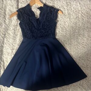 Elegant Navy Lace Kids Dress